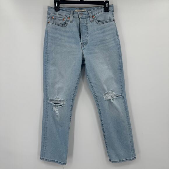 Levi's Women's Size 28 Wedgie Straight Light Wash Denim Jeans Cotton Stretch - Picture 2 of 13